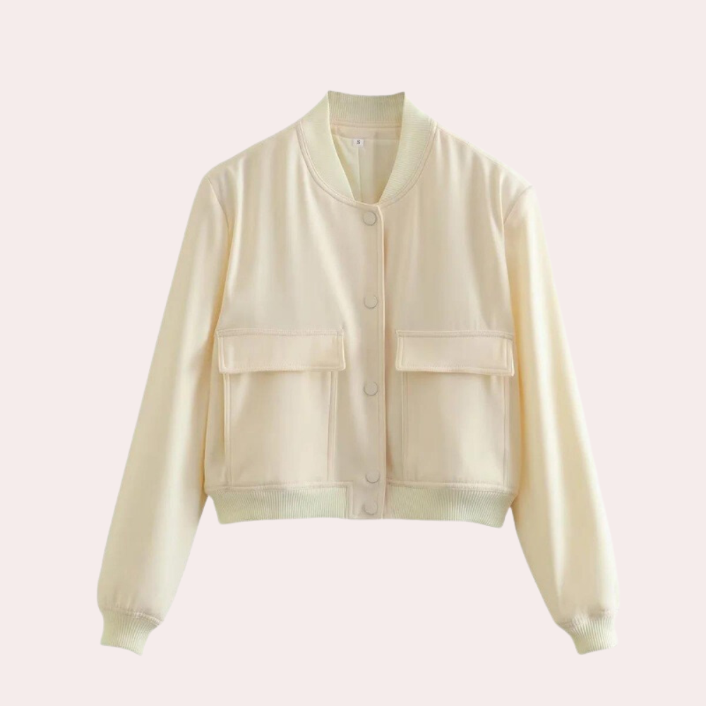 Casual bomber jacket with zip front and relaxed fit for women