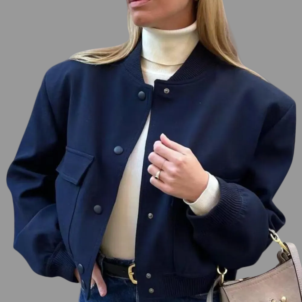 Casual bomber jacket with zip front and relaxed fit for women