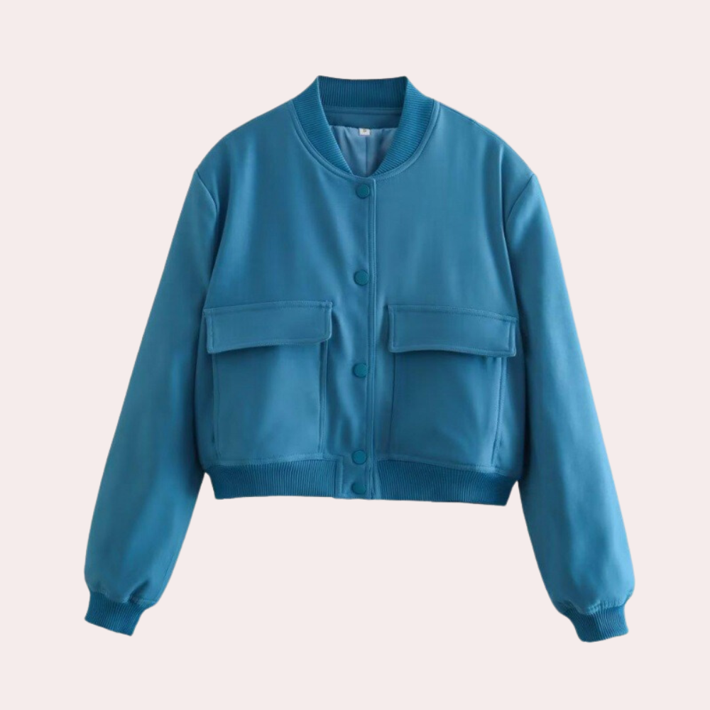 Casual bomber jacket with zip front and relaxed fit for women