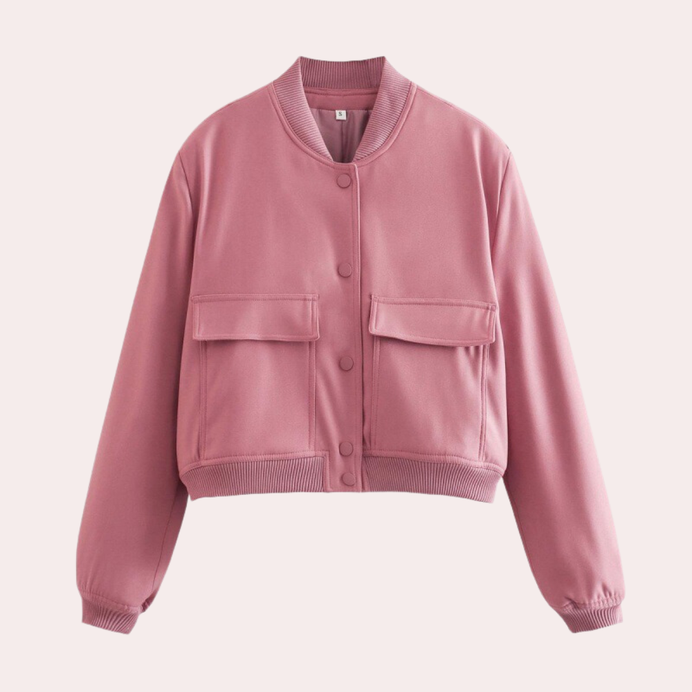 Casual bomber jacket with zip front and relaxed fit for women