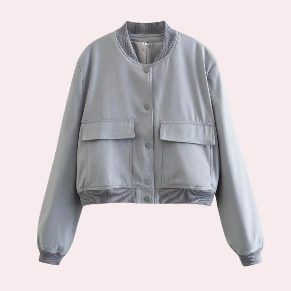 Casual bomber jacket with zip front and relaxed fit for women