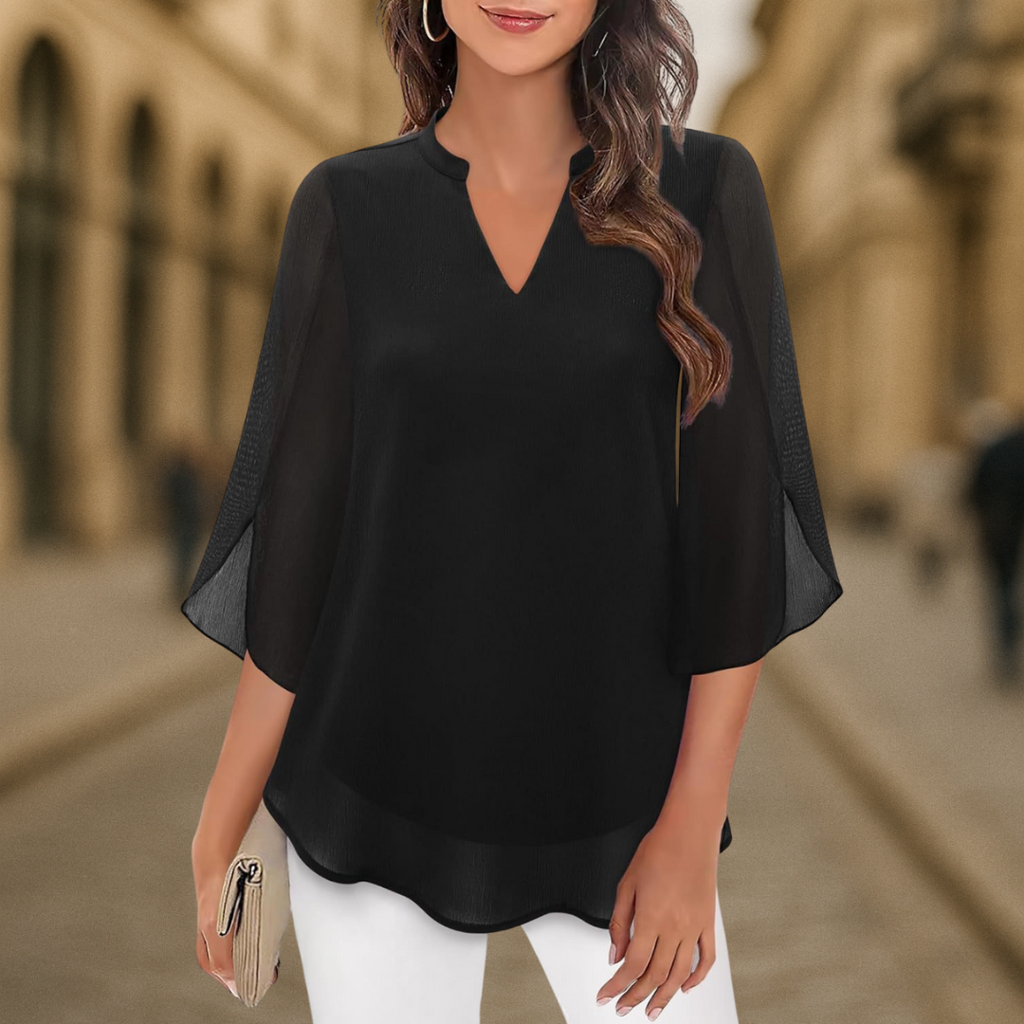Camila Flowy V-Neck Chiffon Women's Blouse