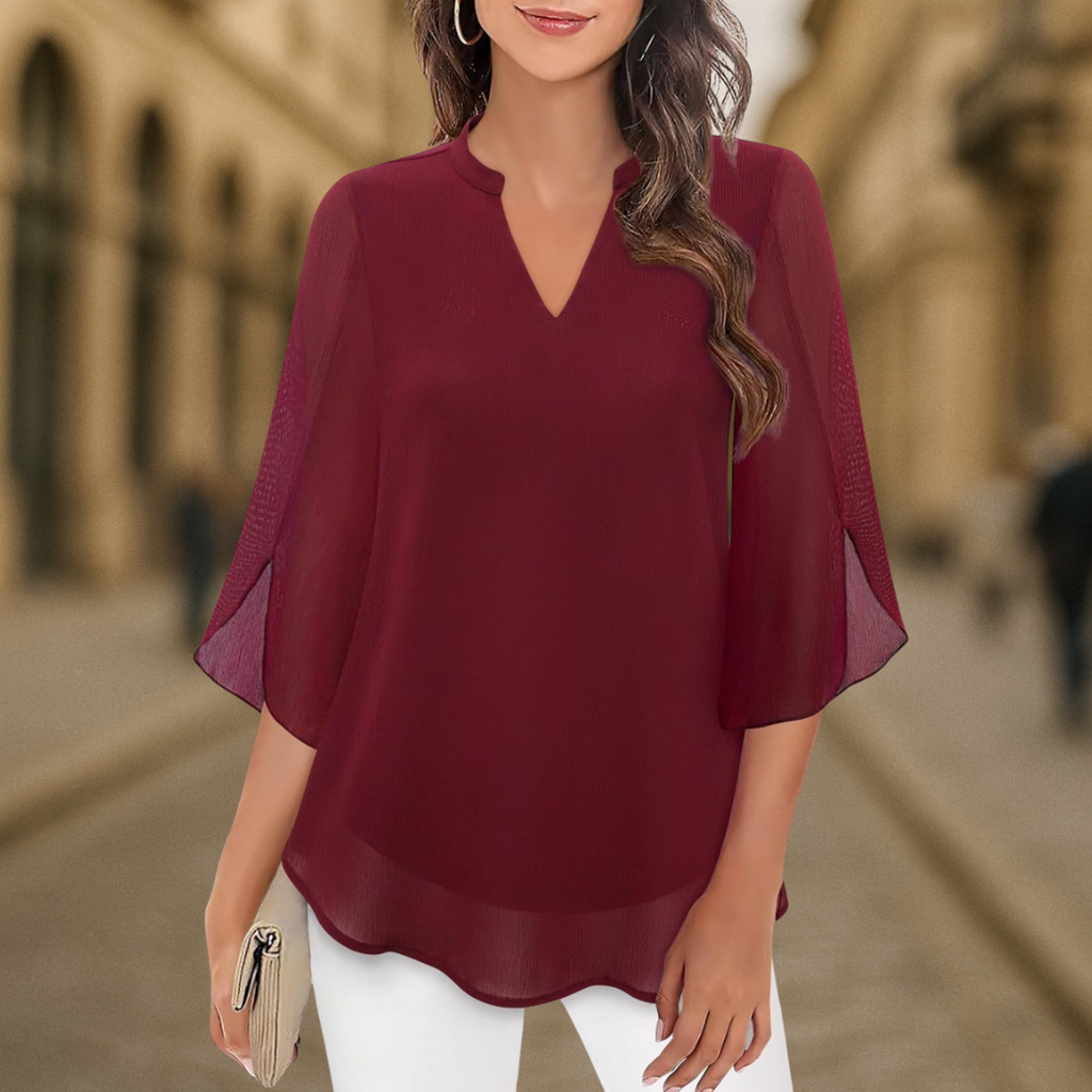 Camila Flowy V-Neck Chiffon Women's Blouse