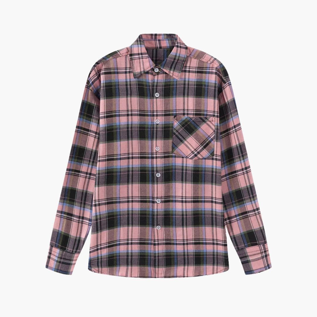 Women's Flannel Plaid Shirt with Chest Pocket