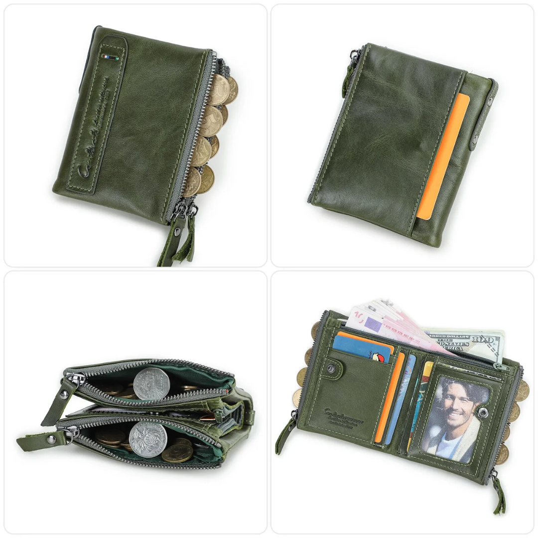 Portefeuille compact avec double fermeture éclair - Pratique et élégant