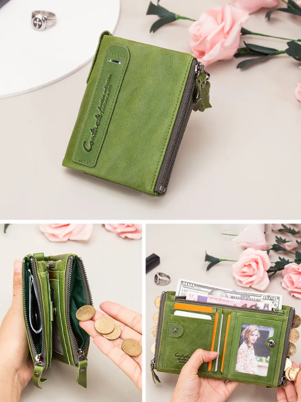 Portefeuille compact avec double fermeture éclair - Pratique et élégant