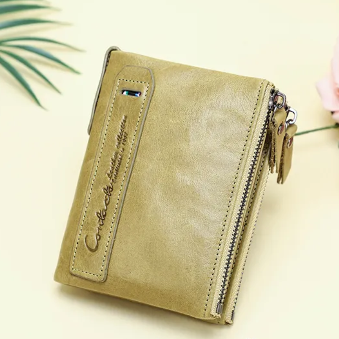 Portefeuille compact avec double fermeture éclair - Pratique et élégant