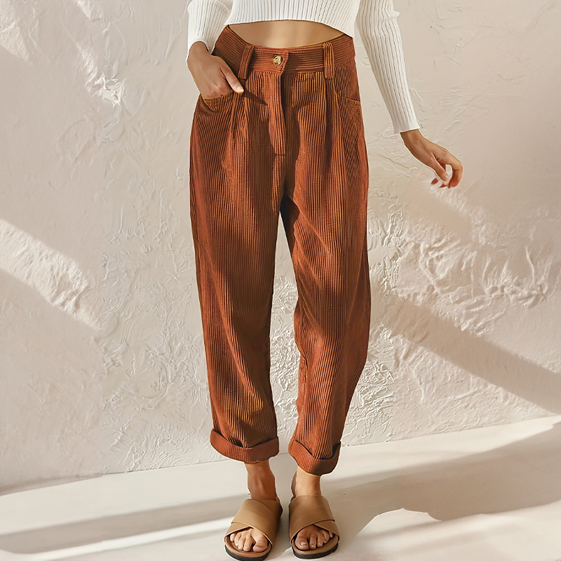 Heidi - High Waist Corduroy Pants
