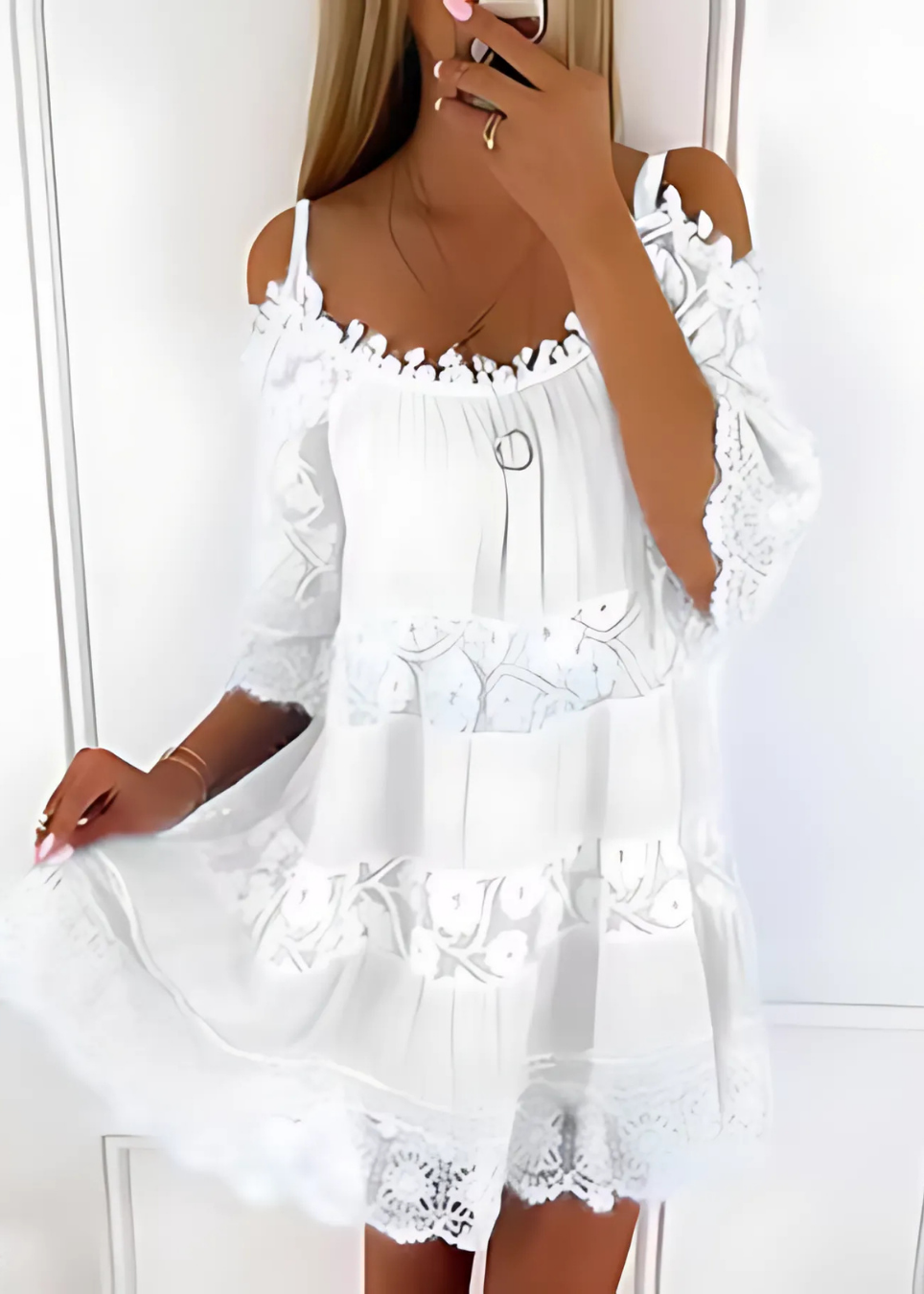 Women's Elegant White Lace Dress