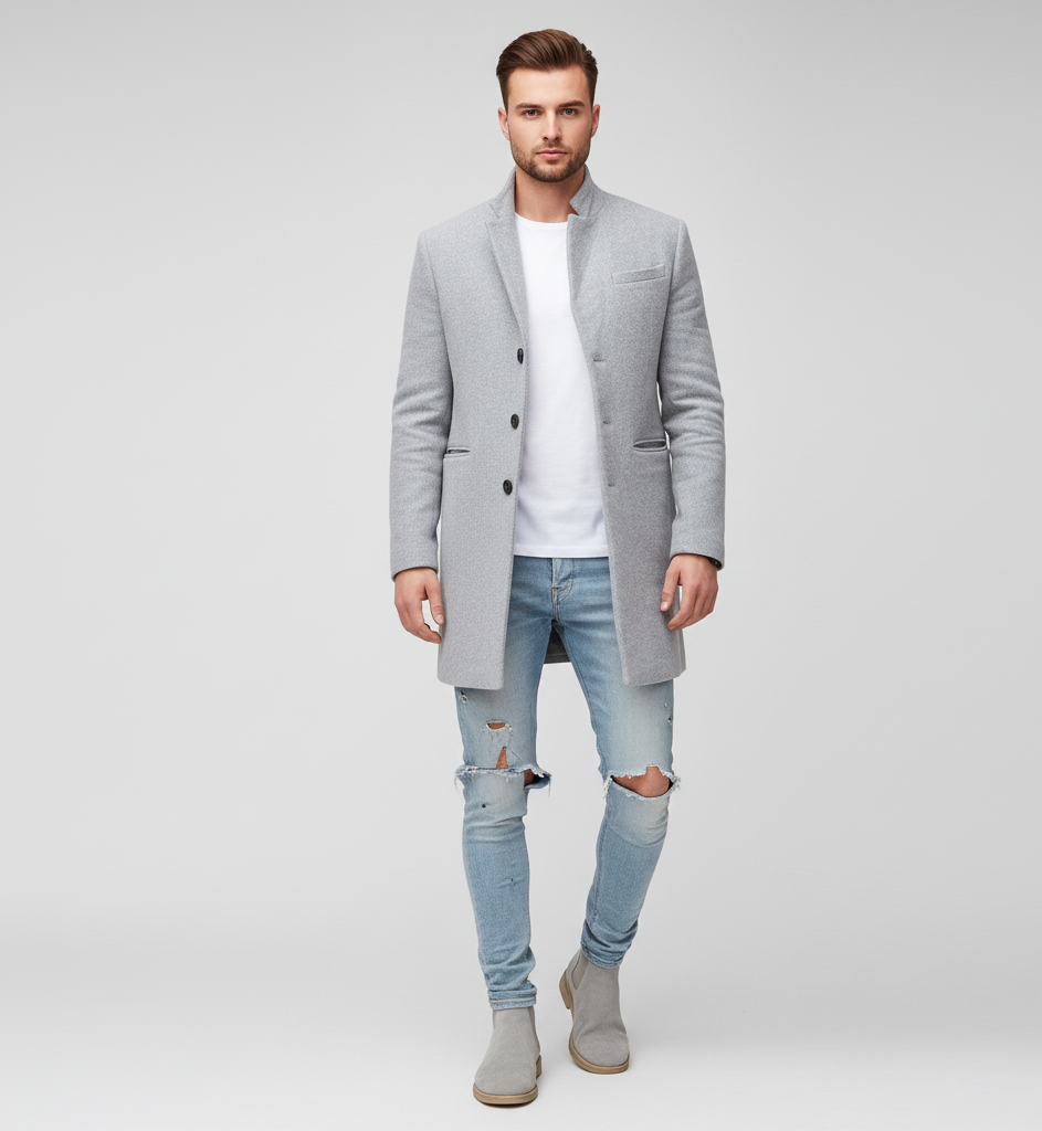 Bellivaro men's wool coat long classic winter coat