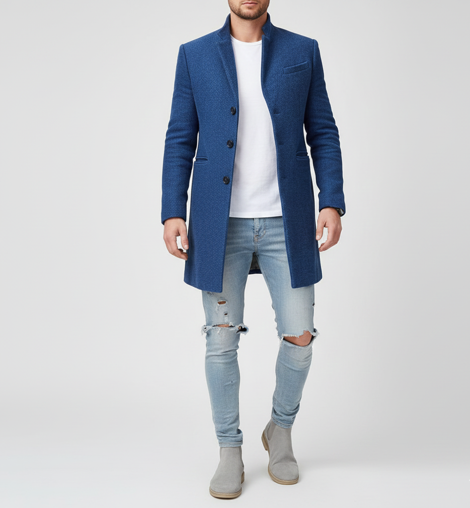 Bellivaro men's wool coat long classic winter coat