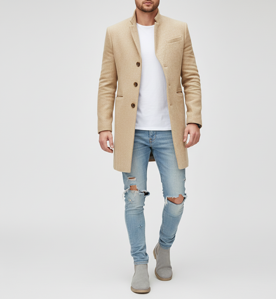 Bellivaro men's wool coat long classic winter coat