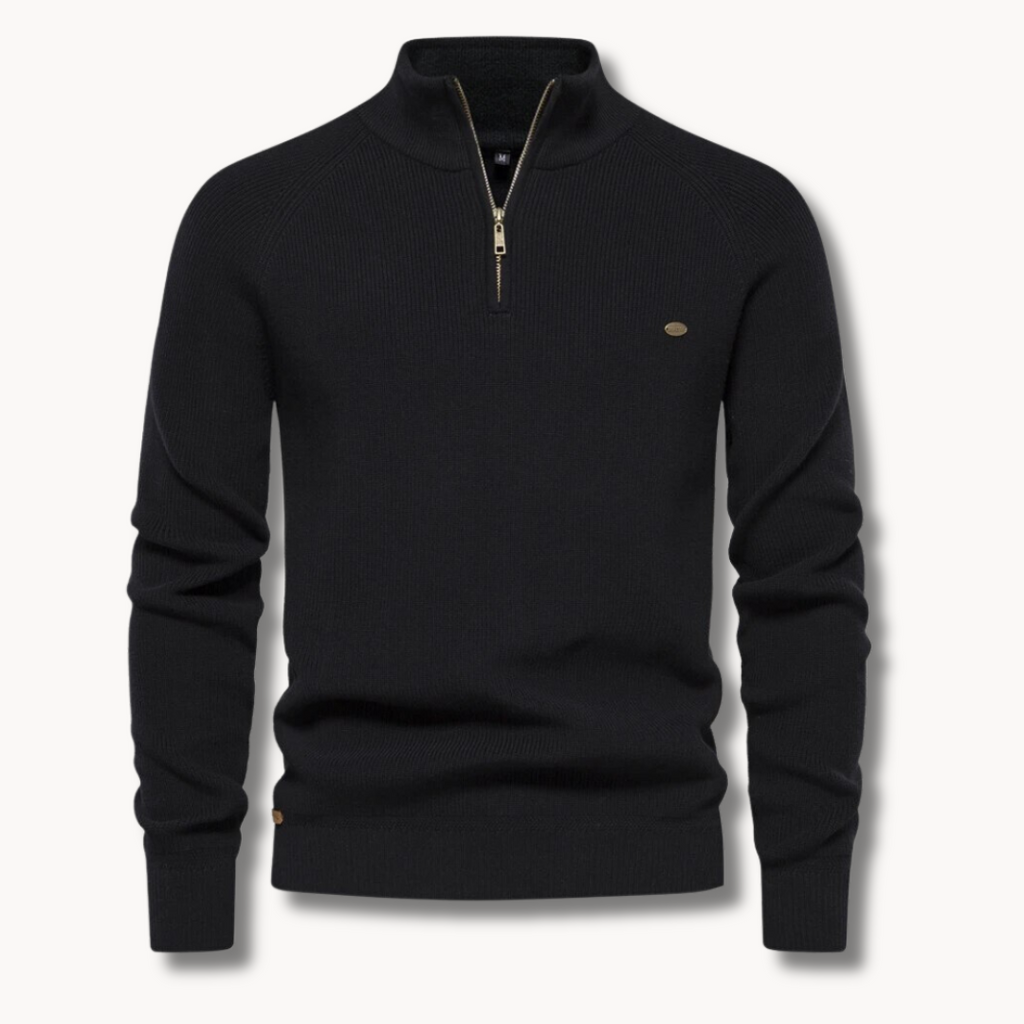 Bellivaro | Men's Half Zip Sweater | Ribbed Details and Slim Fit