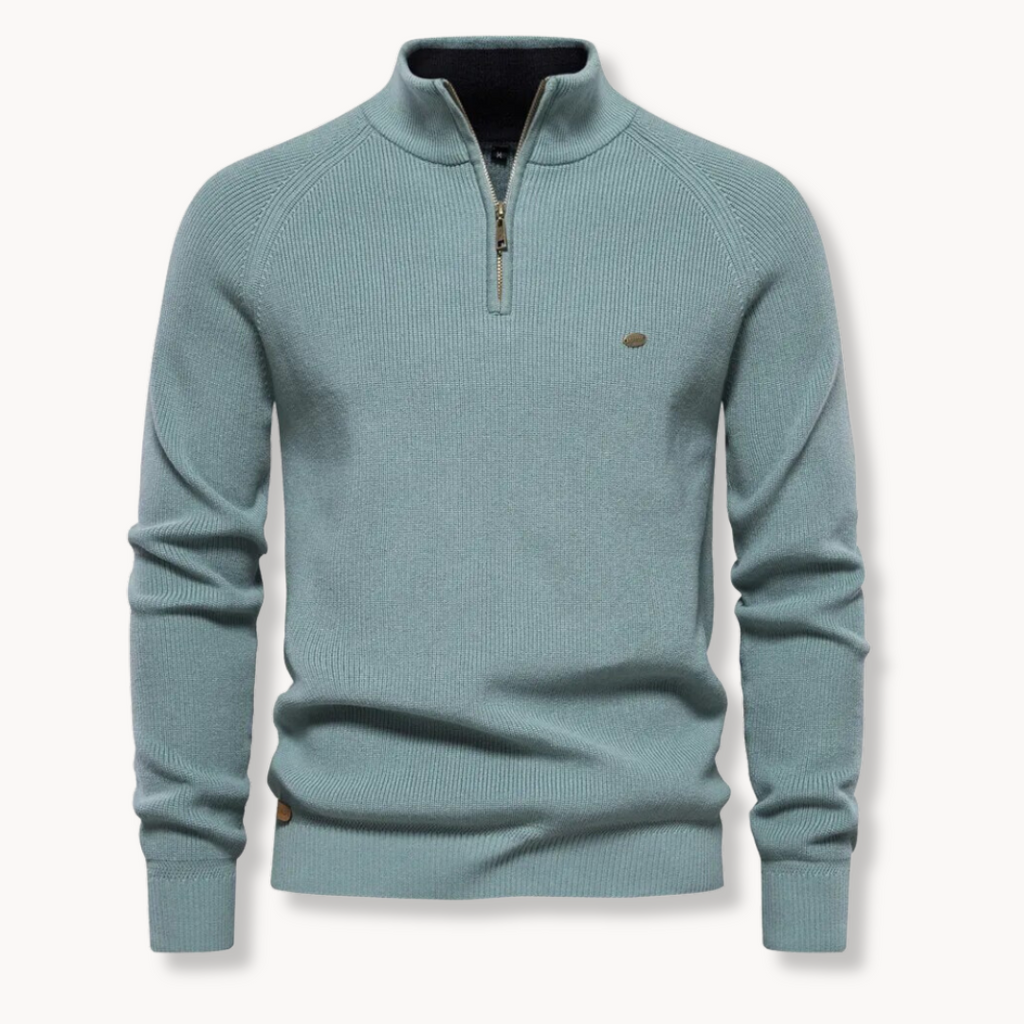 Bellivaro | Men's Half Zip Sweater | Ribbed Details and Slim Fit