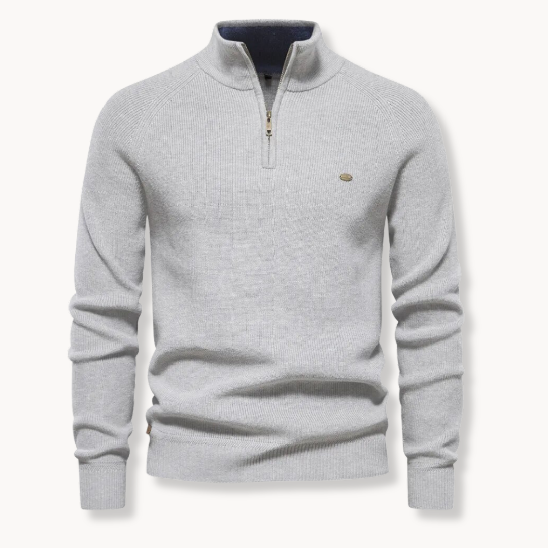Bellivaro | Men's Half Zip Sweater | Ribbed Details and Slim Fit