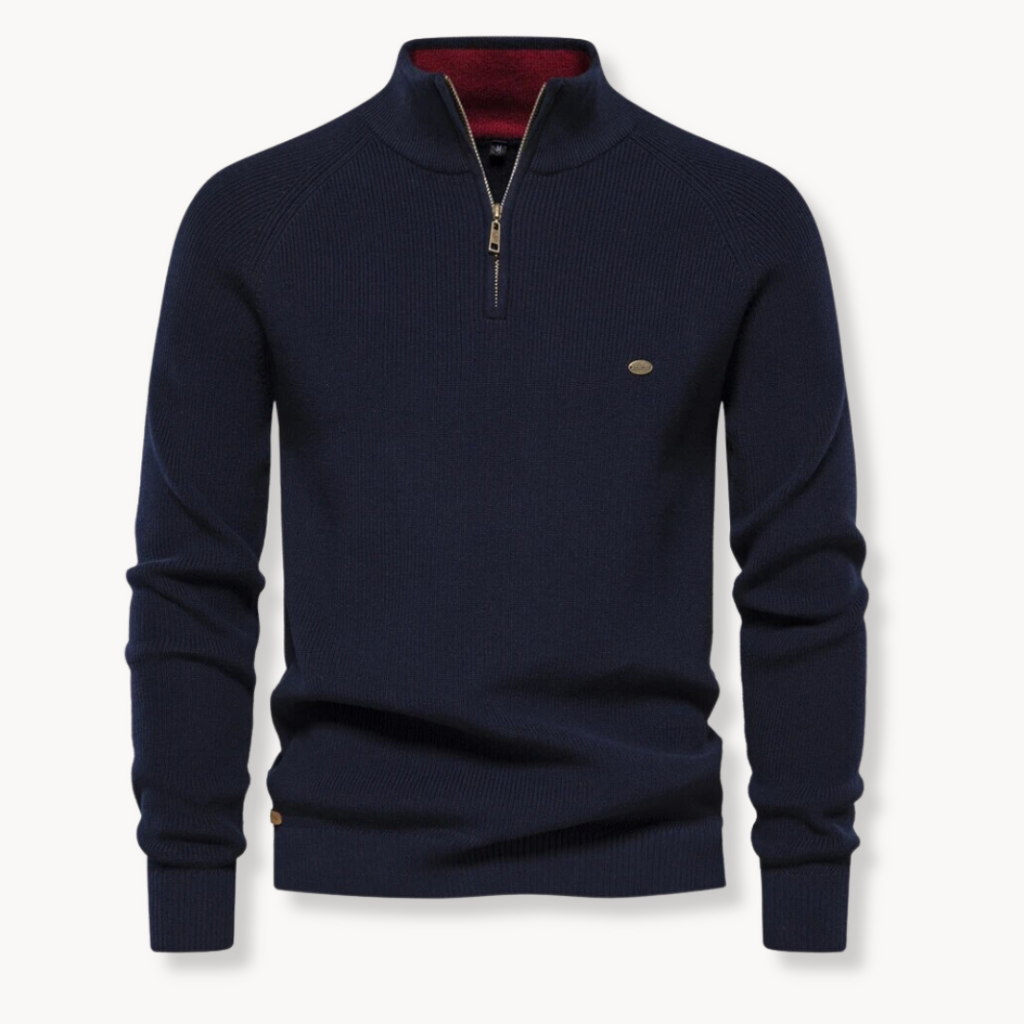 Bellivaro | Men's Half Zip Sweater | Ribbed Details and Slim Fit