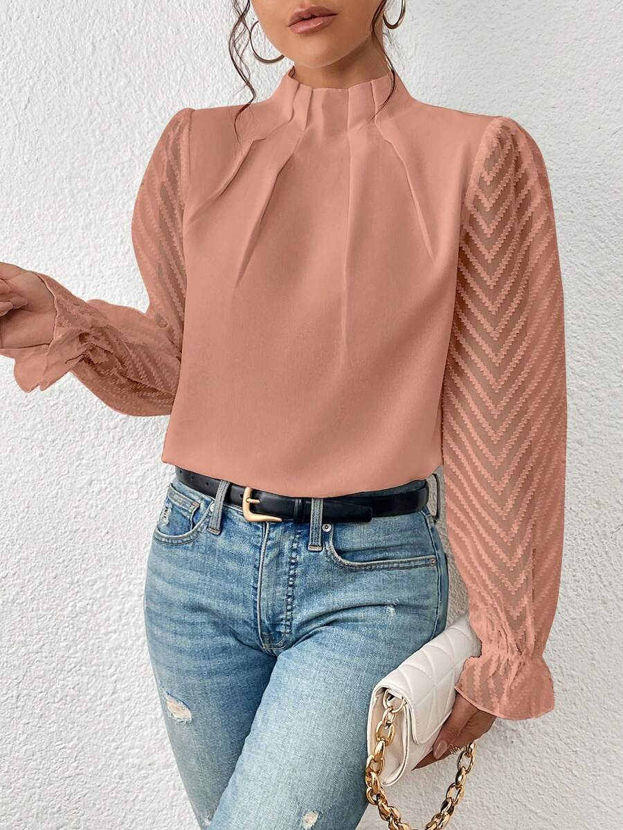 Vera | High Neck Lantern Sleeve Blouse