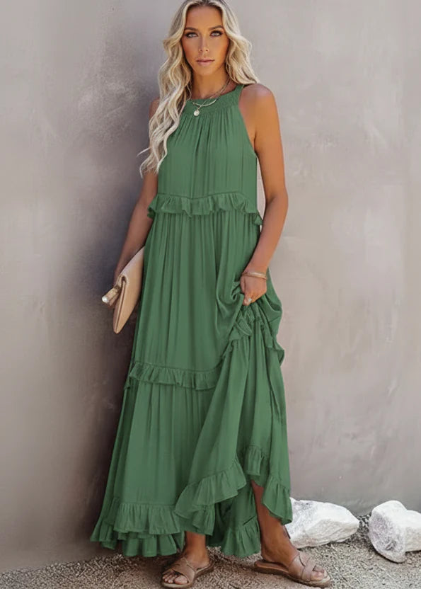 Isabelle Green Ruffle Dress