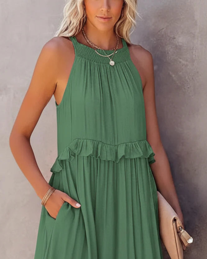 Isabelle Green Ruffle Dress