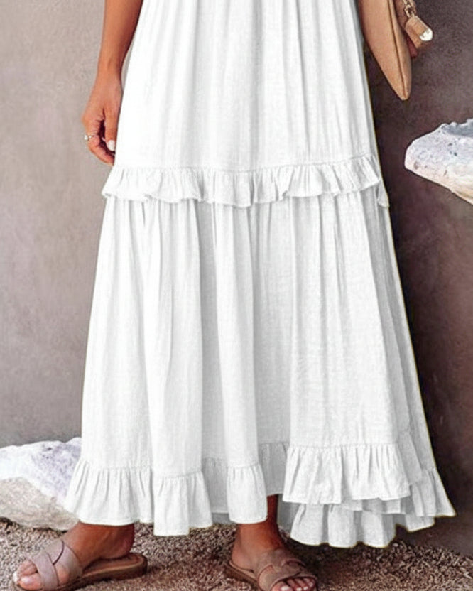 Women's Elegant White Ruffle Dress