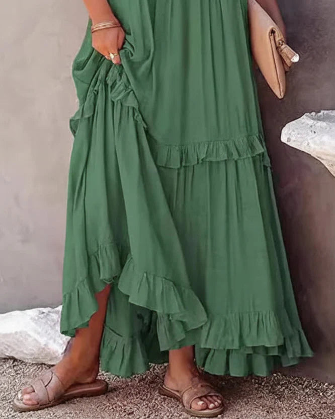 Isabelle Green Ruffle Dress