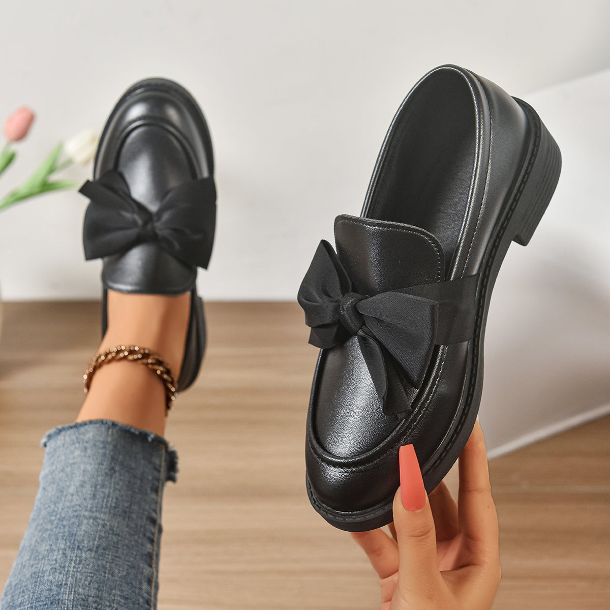 Kailin | Glossy Leather Slip-On Loafers
