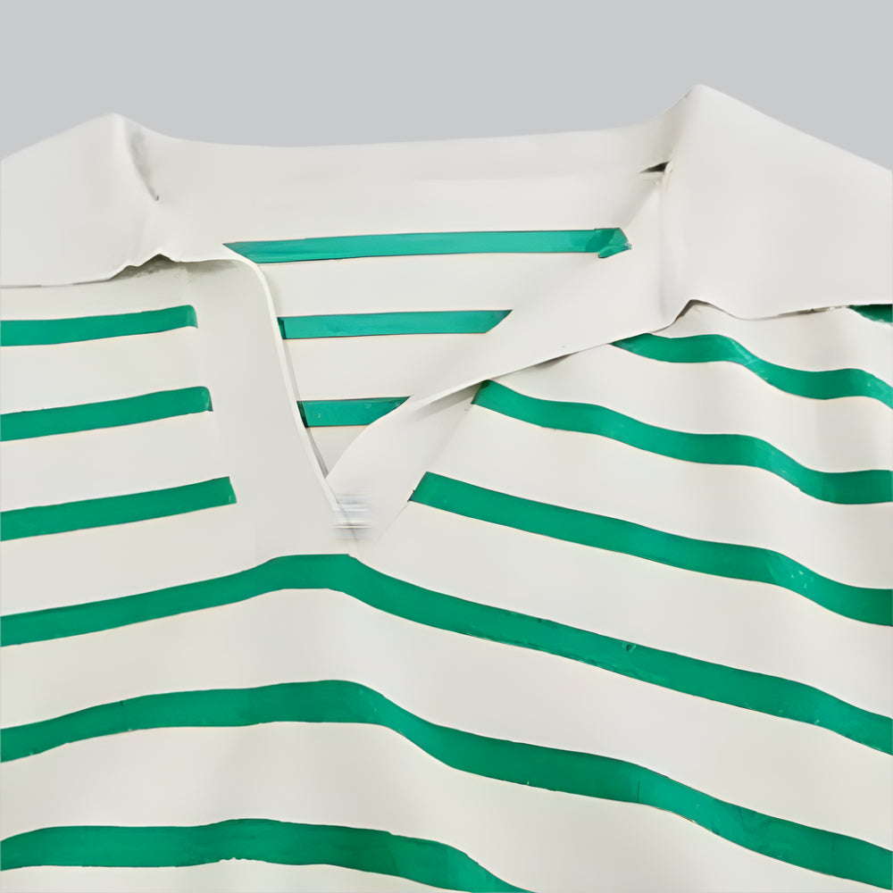 Vera | Striped Collared Knit Polo Sweater
