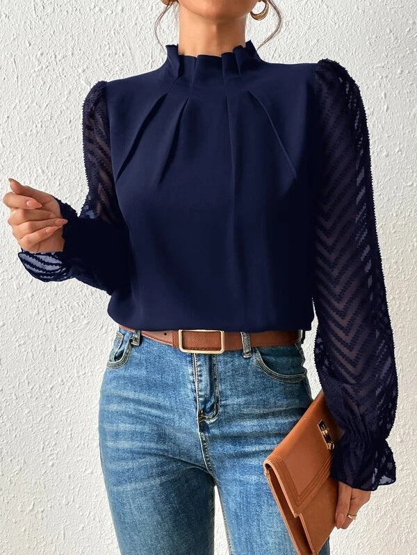 Vera | High Neck Lantern Sleeve Blouse