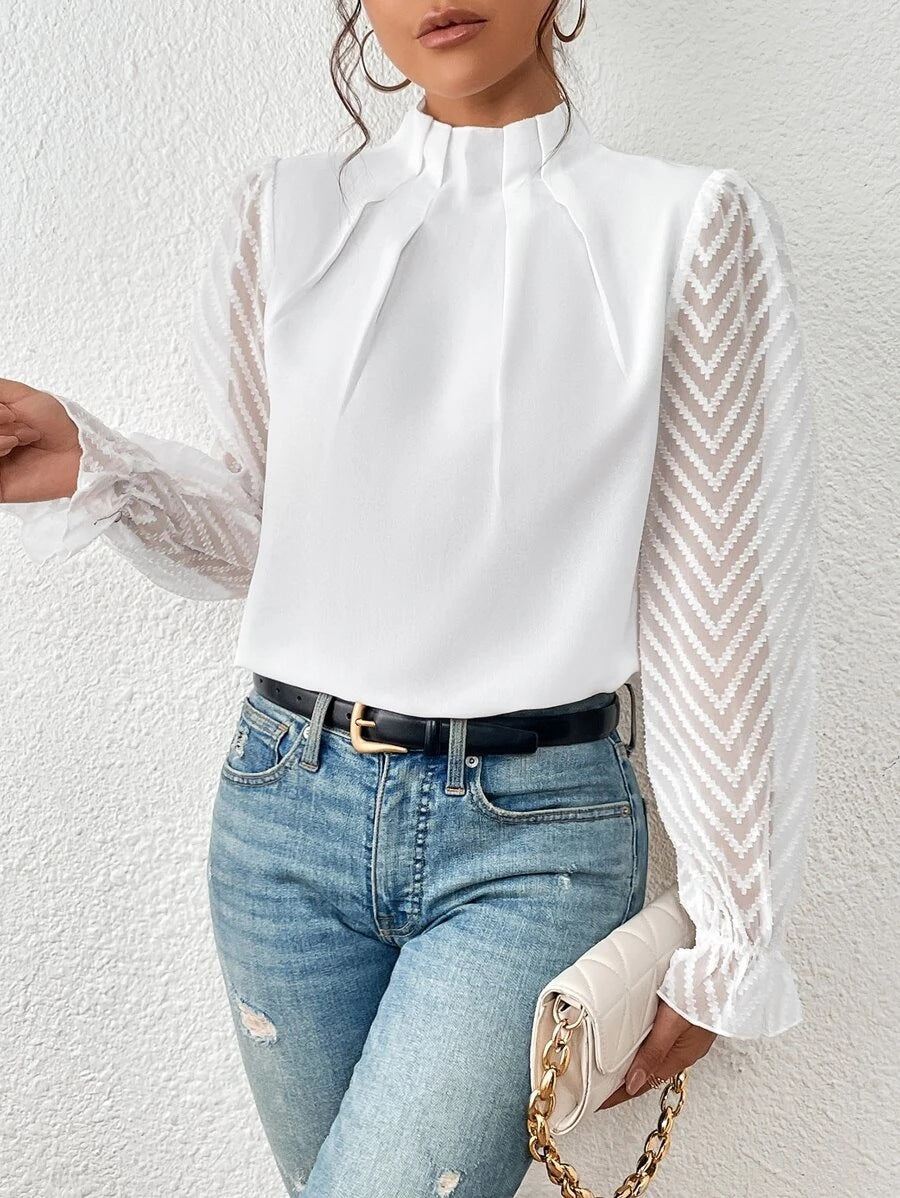 Vera | High Neck Lantern Sleeve Blouse