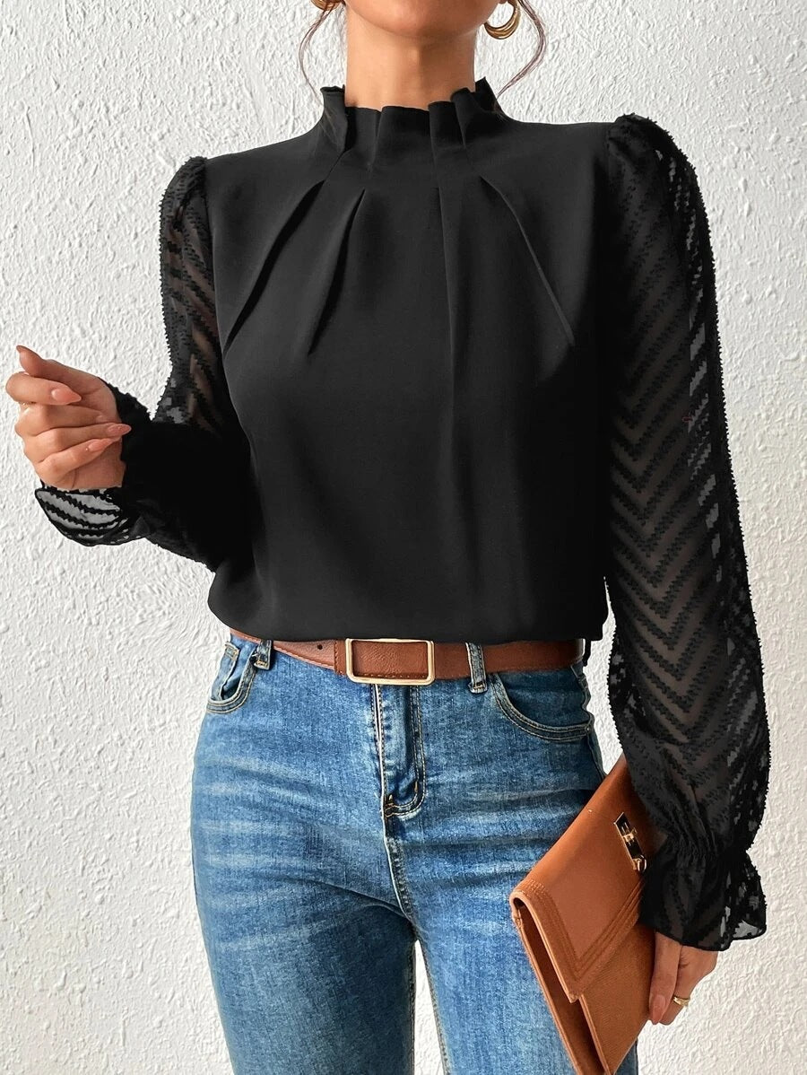 Vera | High Neck Lantern Sleeve Blouse