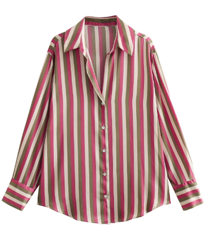 Lightweight & versatile men's silk shirt – striped design, breathable, for everyday and special occasions