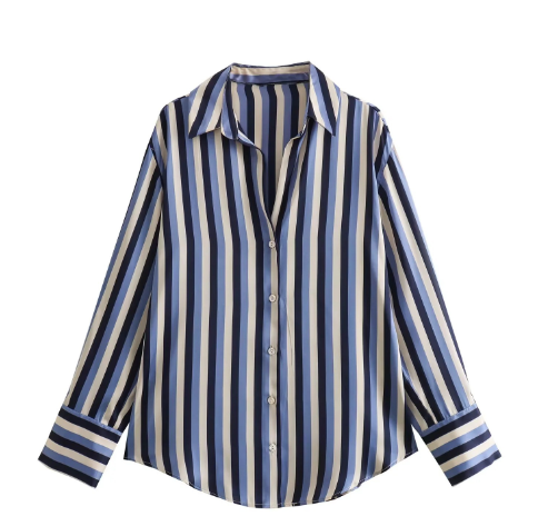 Lightweight & versatile men's silk shirt – striped design, breathable, for everyday and special occasions