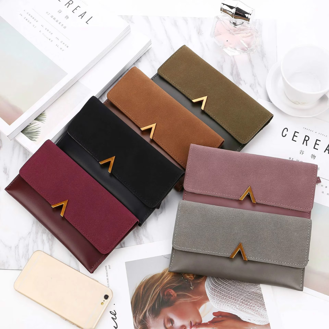Portefeuille en cuir suédé - Grand et moderne