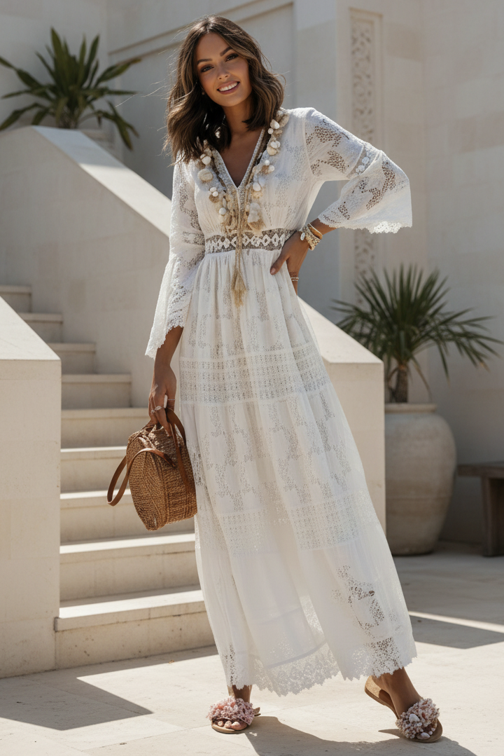 Mendez White Maxi Dress