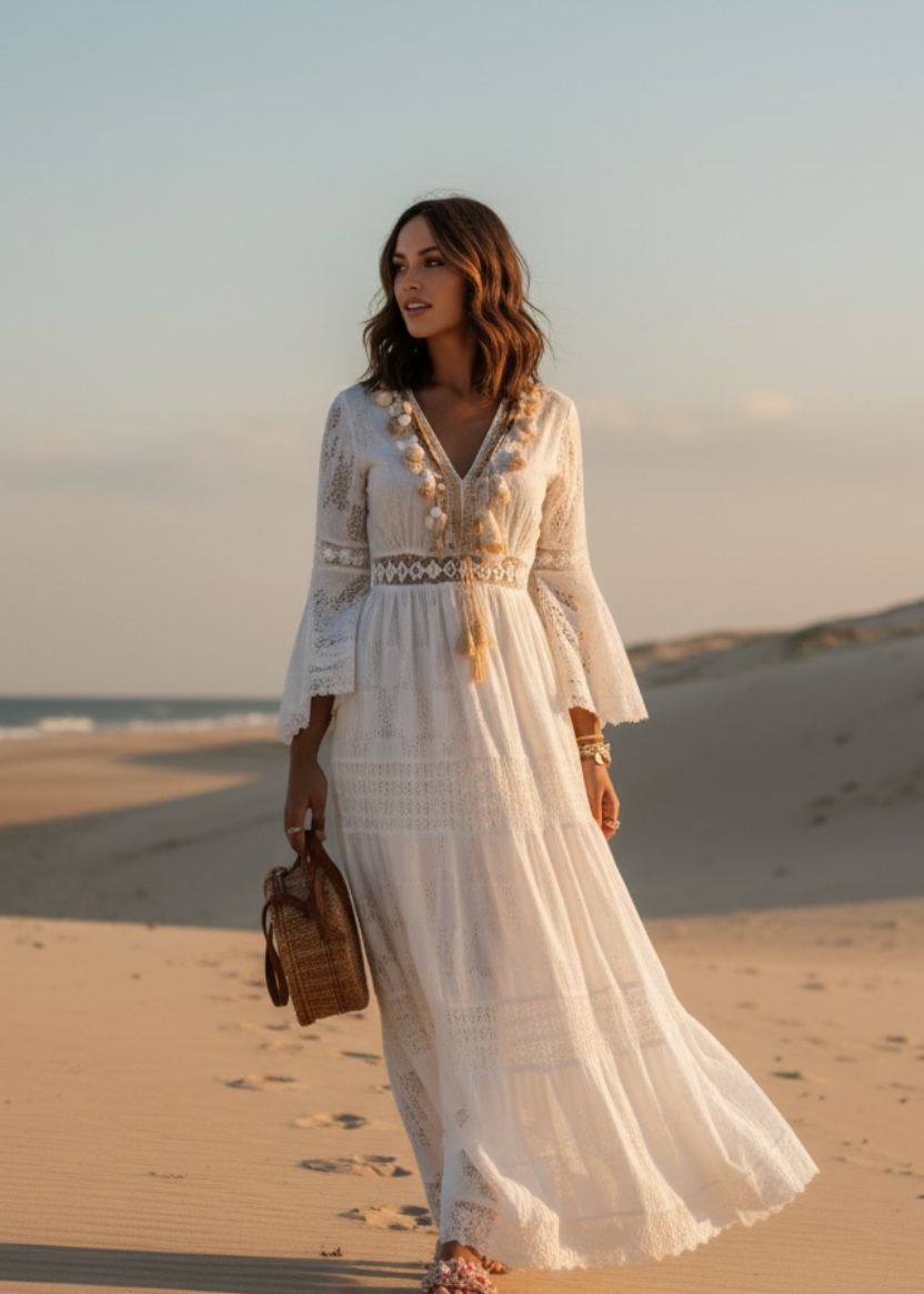 Mendez White Maxi Dress