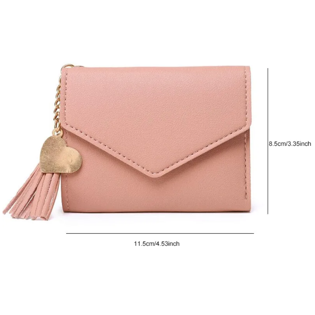 Lila - Mini portefeuille avec pendentif pompon - Élégant et compact