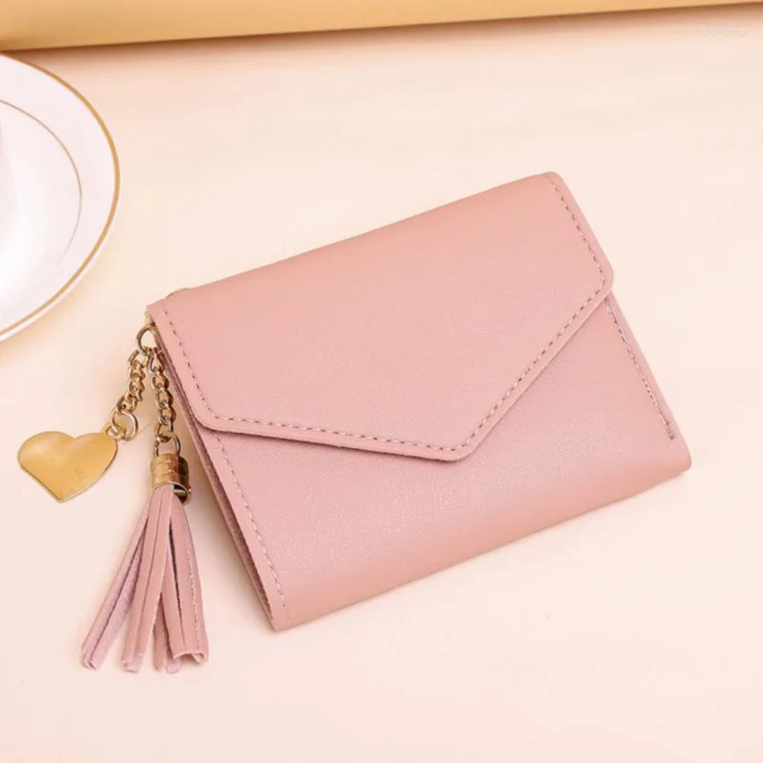 Lila - Mini portefeuille avec pendentif pompon - Élégant et compact