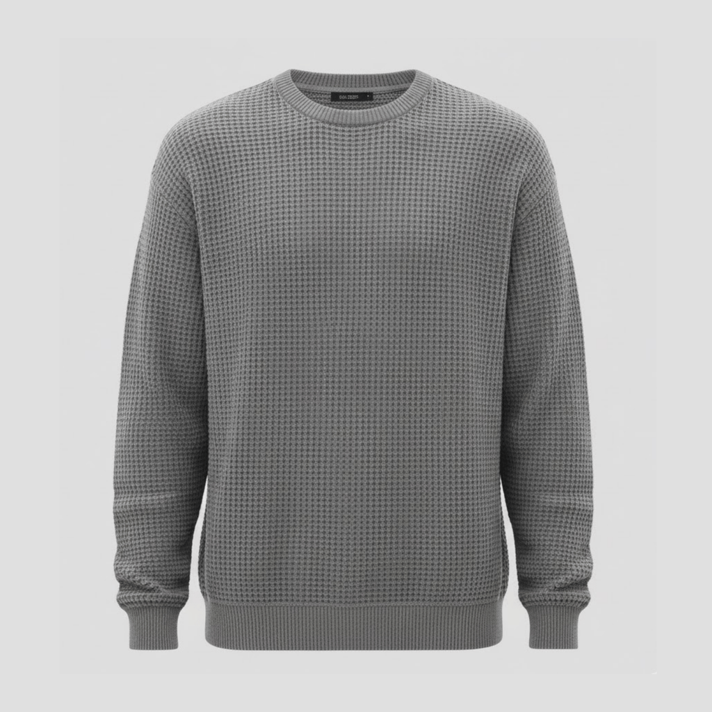 Grayson | Solid Color Waffle Round Neck Sweatshirt
