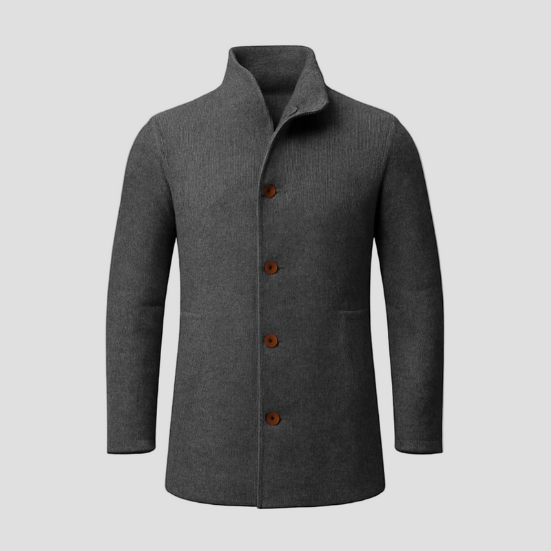 Callum | Retro Herringbone Single-Breasted Mid-Length Coat