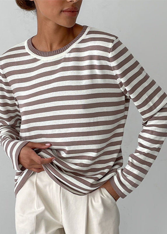 Monochrome Ease | Striped Knit Top with Relaxed Fit