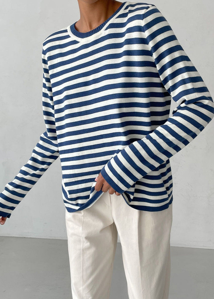 Monochrome Ease | Striped Knit Top with Relaxed Fit