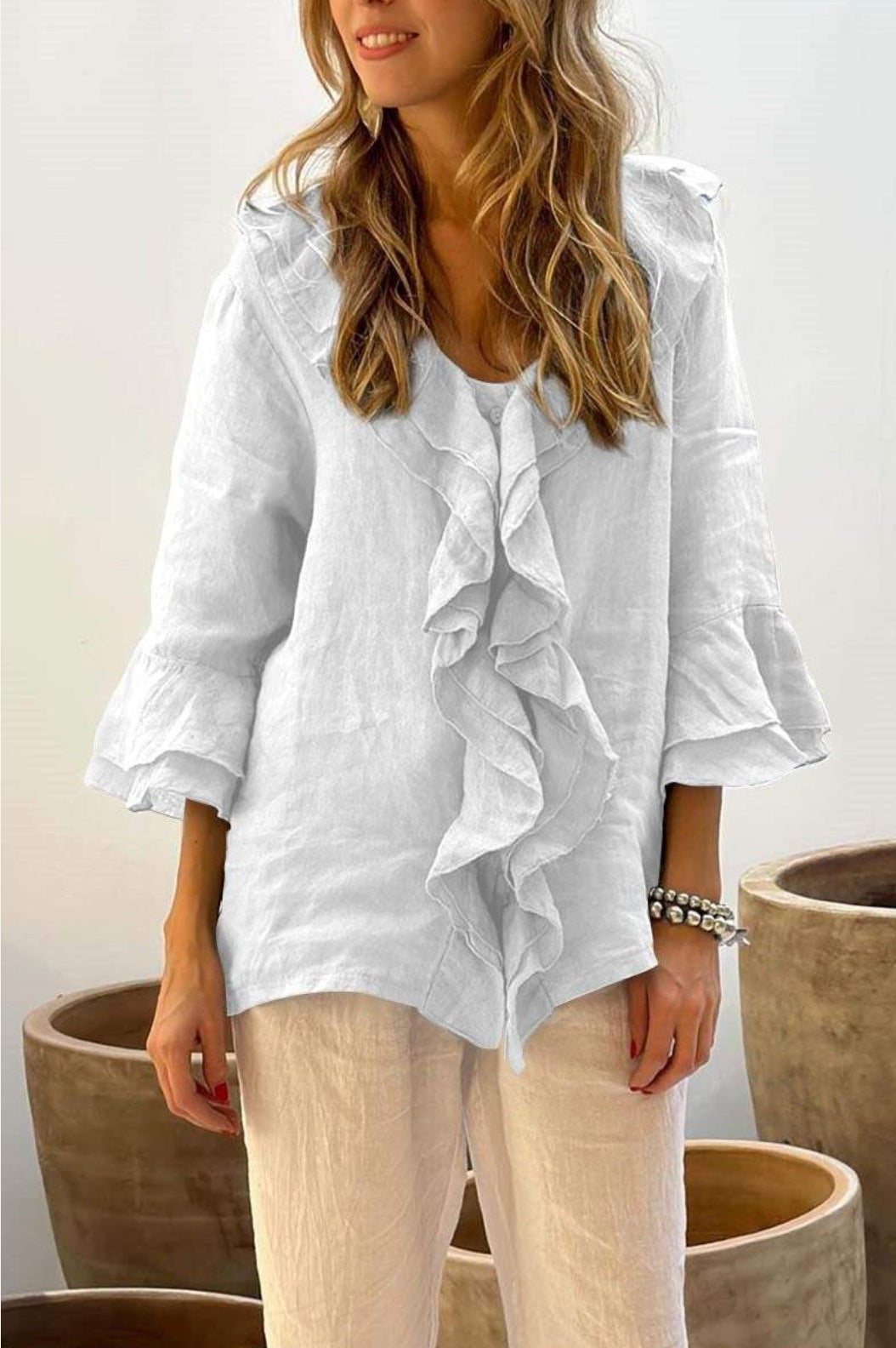 Primrose – Ruffle Front Tunic Blouse