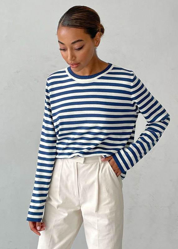 Monochrome Ease | Striped Knit Top with Relaxed Fit