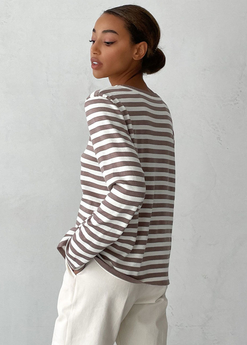 Monochrome Ease | Striped Knit Top with Relaxed Fit