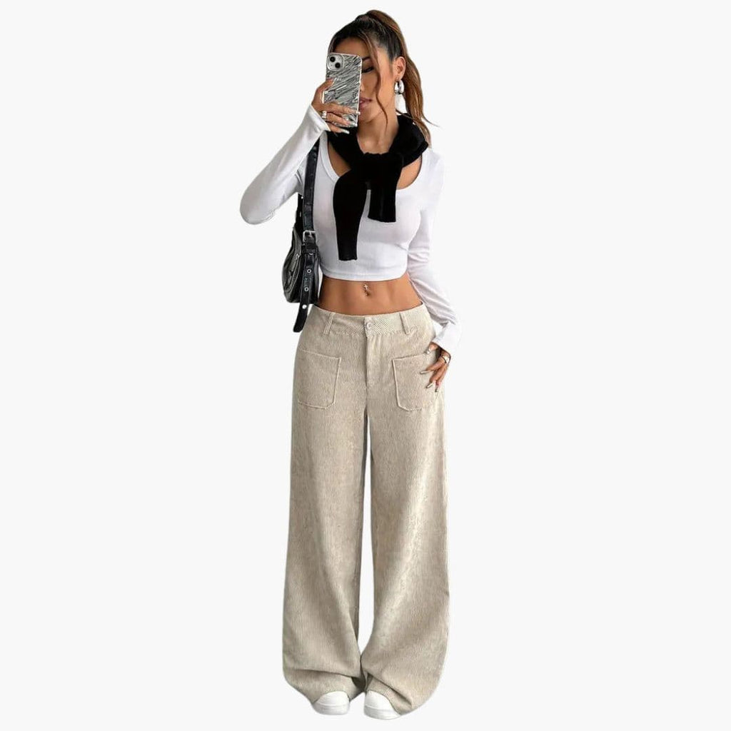 Corduroy wide-leg pants for women