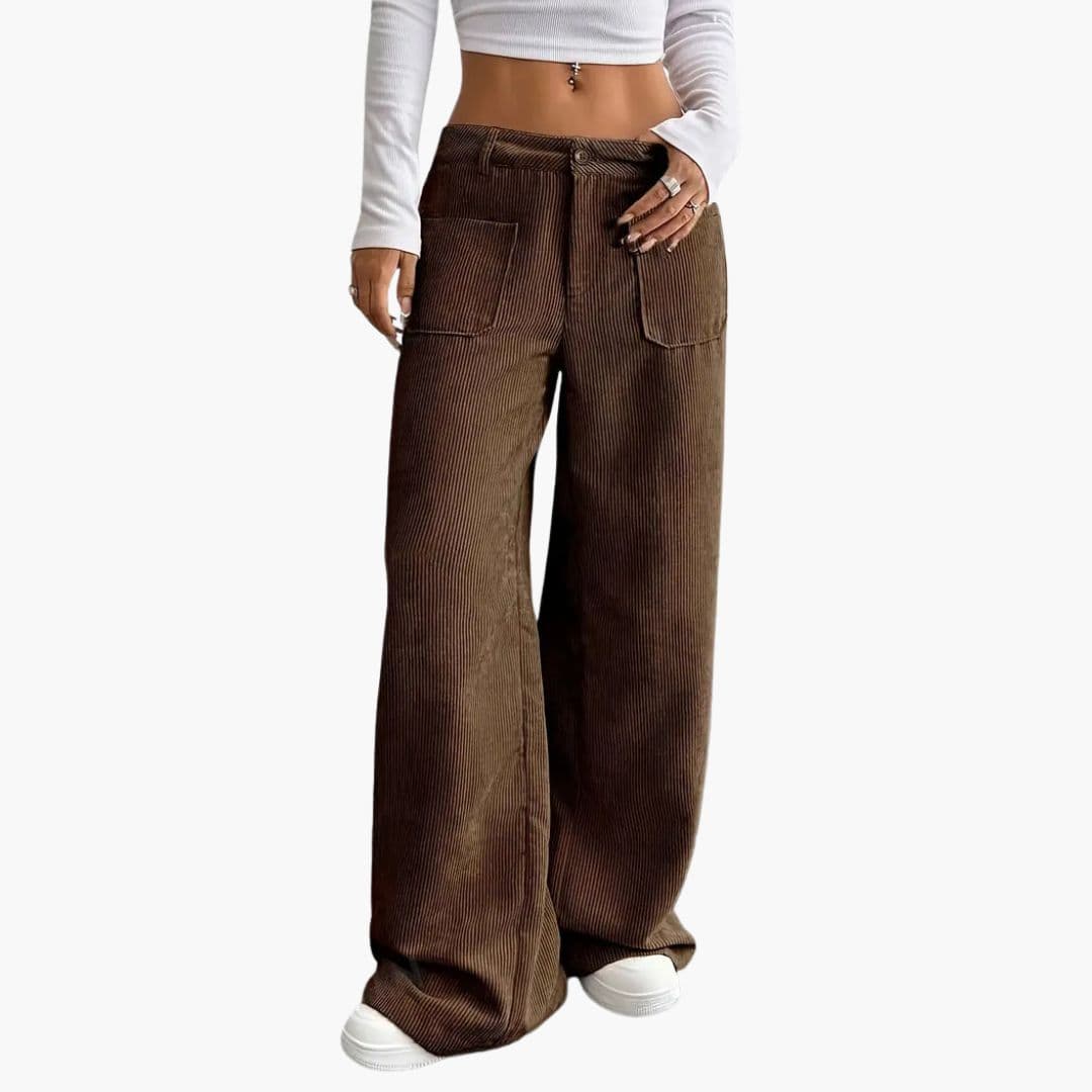 Corduroy wide-leg pants for women