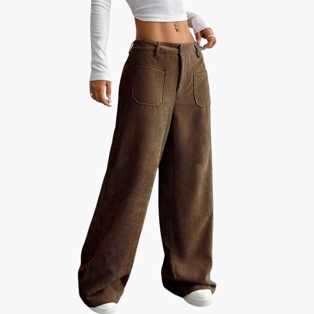 Corduroy wide-leg pants for women