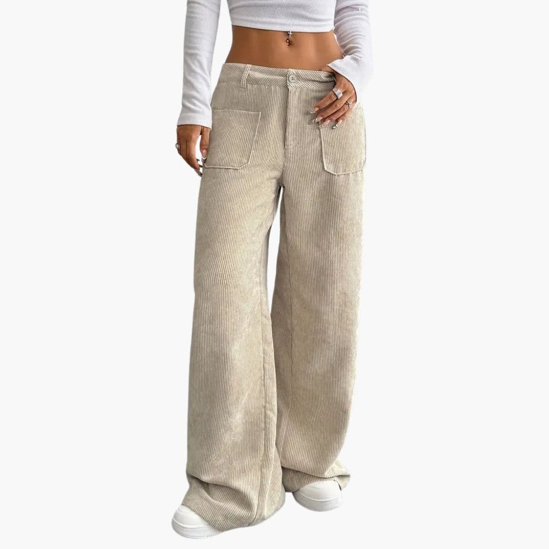Corduroy wide-leg pants for women