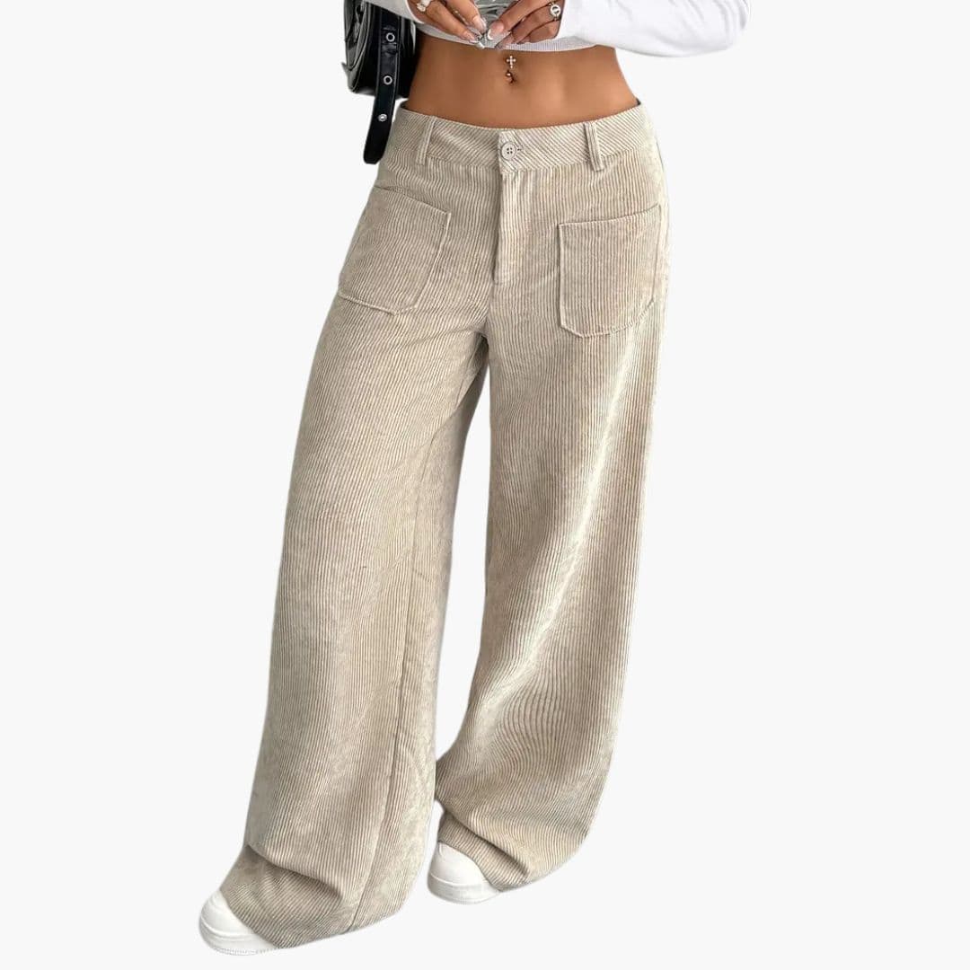 Corduroy wide-leg pants for women