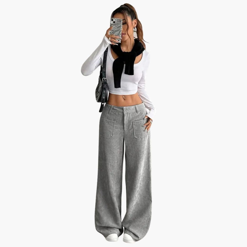 Corduroy wide-leg pants for women